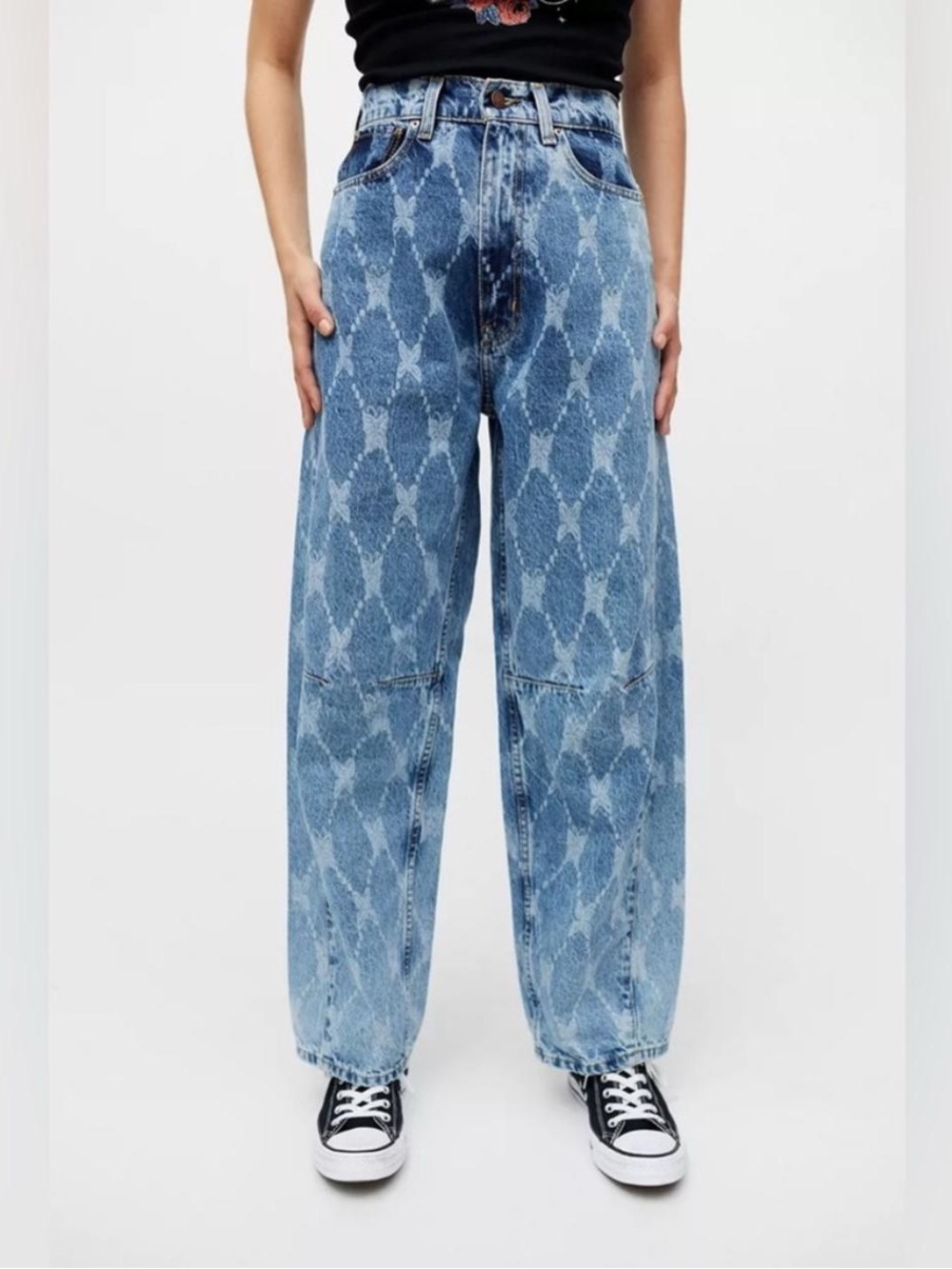 BDG Urban Outfitters Blue Butterfly Print High-Rise Extreme Baggy Jeans
